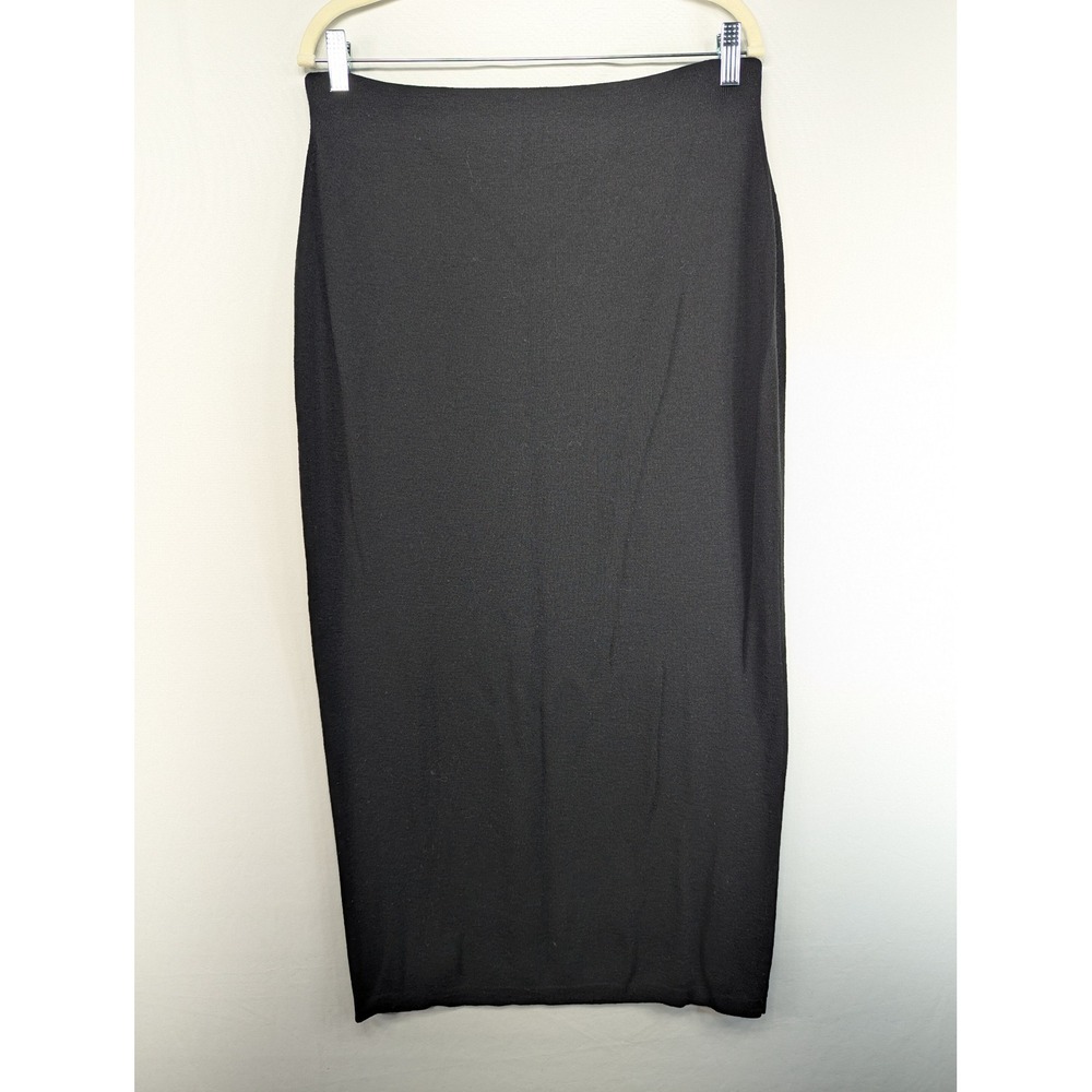 Dana Buchman Black 100% Extra Fine Merino Wool Knit Maxi Column Skirt Large